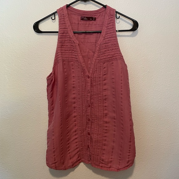 Prana Tops - PRANA SIZE XS NIEVES TANK BUTTON FRONT V-NECK ROSE COLOR ORGANIC COTTON